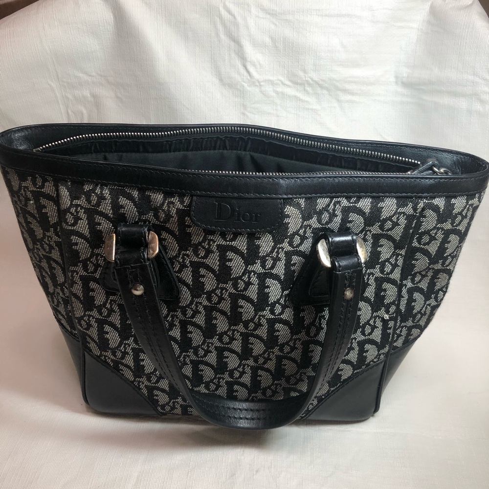 Dior Canvas Black Logo Small Tote
